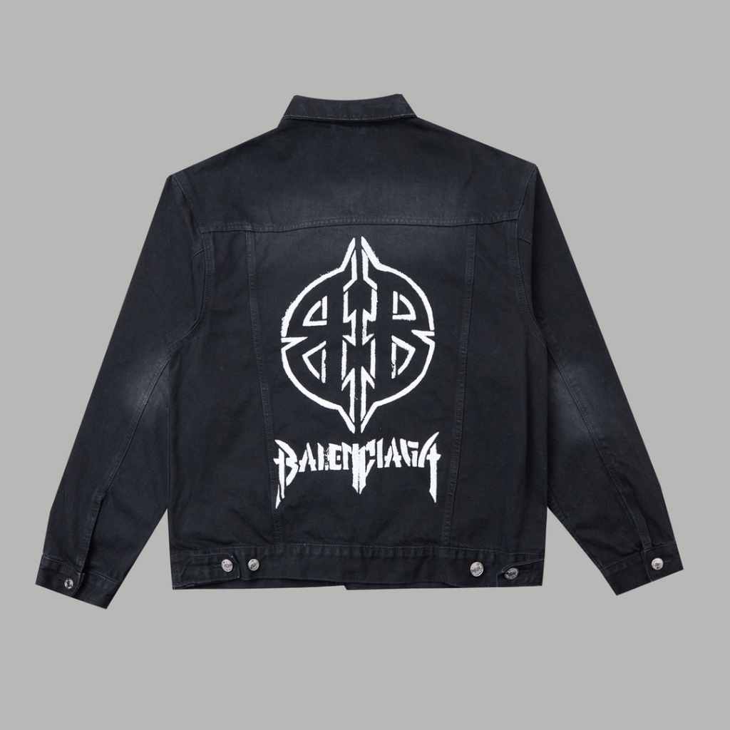 Balenciaga Double B Printed Denim Loose Jacket